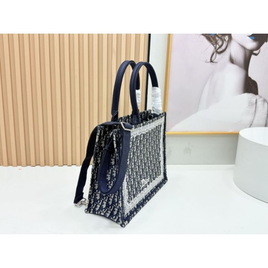 Replica Dior Book Tote Bag with Embroidery and White Lace Frame Black Clone Knockoff