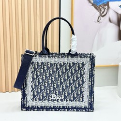 Replica Dior Book Tote Bag with Embroidery and White Lace Frame Black Clone Knockoff