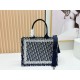 Replica Dior Book Tote Bag with Embroidery and White Lace Frame Black Clone Knockoff