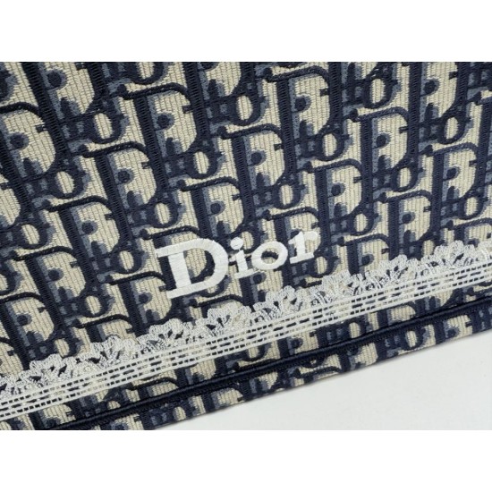 Replica Dior Book Tote Bag with Embroidery and White Lace Frame Black Clone Knockoff
