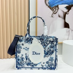 Replica Dior Book Tote Bag Small/Medium/Large with Toile de Jouy Embroidery Blue/White Clone Knockoff