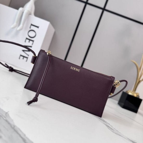 AAAAA Replica Loewe Joya Pouch Nappa Bag Burgundy Fake
