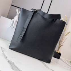 AAAAA Replica LOEWE Tote Bag with Loop Logo Black Fake