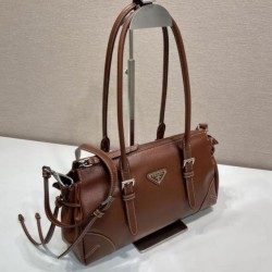 AAAAA Replica Prada Bonne Top Handle Bag 1BG628 Burgundy Fake