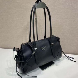 AAAAA Replica Prada Bonne Top Handle Bag 1BG628 Black Fake