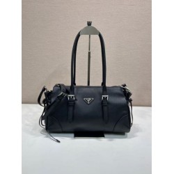 AAAAA Replica Prada Bonne Top Handle Bag 1BG628 Black Fake