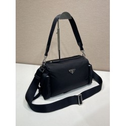 AAAAA Replica Prada Men's Nylon/Saffiano Crossbody Bag Black Fake