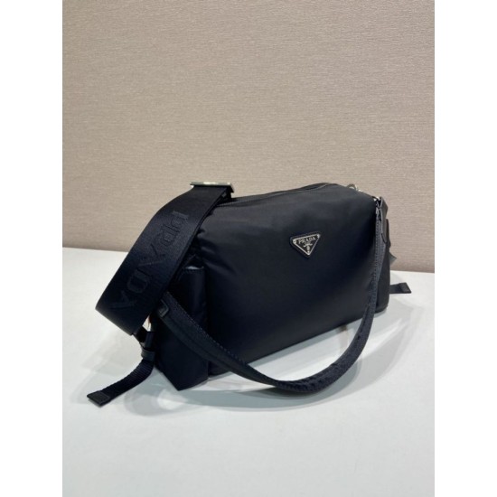 AAAAA Replica Prada Men's Nylon/Saffiano Crossbody Bag Black Fake
