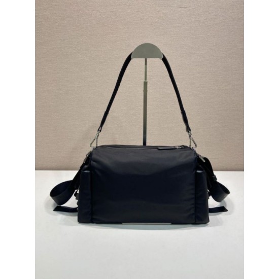 AAAAA Replica Prada Men's Nylon/Saffiano Crossbody Bag Black Fake