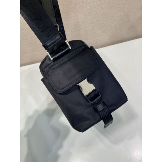 AAAAA Replica Prada Men's Nylon/Saffiano Crossbody Bag Black Fake