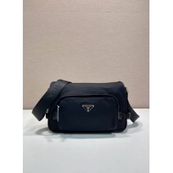 AAAAA Replica Prada Men's Nylon/Saffiano Crossbody Bag 2VH192 Black Fake