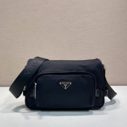 AAAAA Replica Prada Men's Nylon/Saffiano Crossbody Bag 2VH192 Black Fake