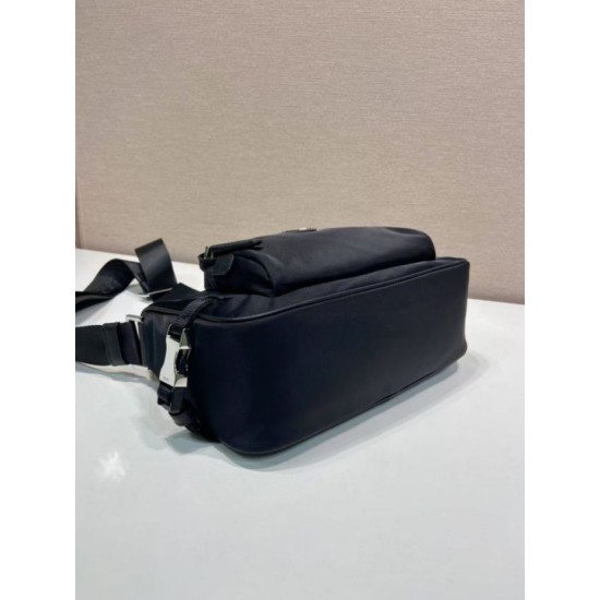 AAAAA Replica Prada Men's Nylon/Saffiano Crossbody Bag 2VH192 Black Fake