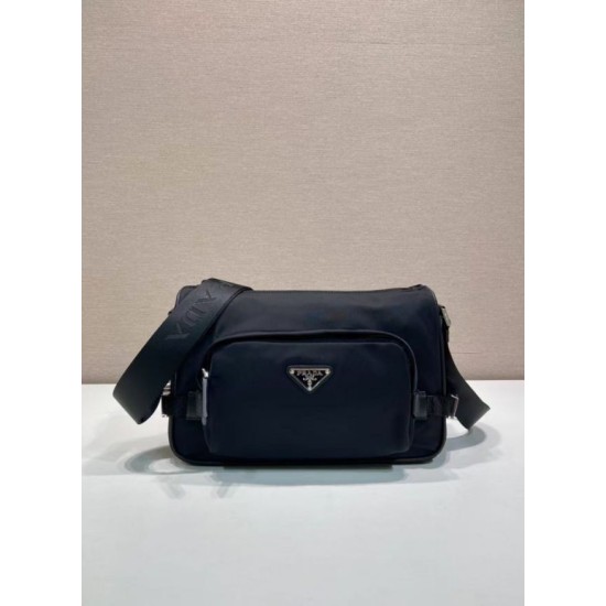 AAAAA Replica Prada Men's Nylon/Saffiano Crossbody Bag 2VH192 Black Fake