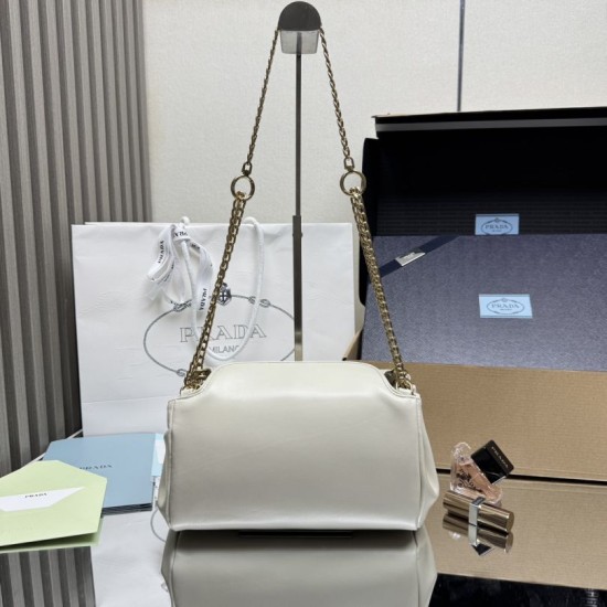 AAAAA Replica Prada Tumulte Small Shoulder Bag 1BD395 White Fake
