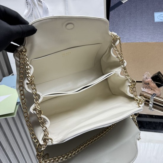 AAAAA Replica Prada Tumulte Small Shoulder Bag 1BD395 White Fake