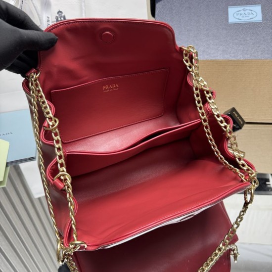 AAAAA Replica Prada Tumulte Small Shoulder Bag 1BD395 Red Fake