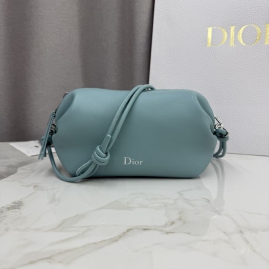 AAAAA Replica Dior Bow Clutch Tourmaline Blue Fake