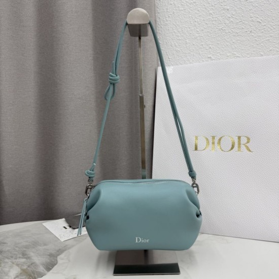 AAAAA Replica Dior Bow Clutch Tourmaline Blue Fake