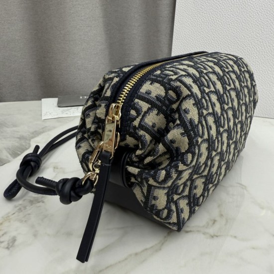 AAAAA Replica Dior Bow Oblique Bag Blue Jacquard Fake