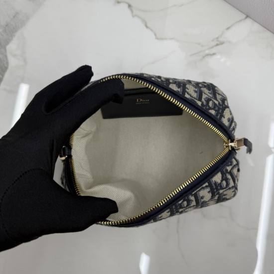 AAAAA Replica Dior Bow Oblique Bag Blue Jacquard Fake
