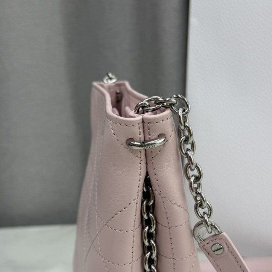 AAAAA Replica Dior Trianon Bag with Flat Macrocannage Chain Pink Fake