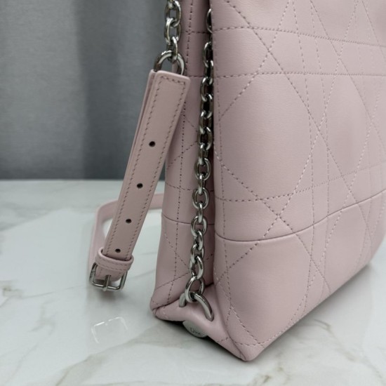AAAAA Replica Dior Trianon Bag with Flat Macrocannage Chain Pink Fake