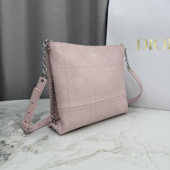 AAAAA Replica Dior Trianon Bag with Flat Macro-Cannage Chain Pink Fake