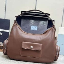 AAAAA Replica Prada Medium Washed Crossbody Bag 1BC276 Brown Fake