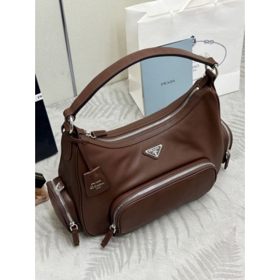AAAAA Replica Prada Medium Washed Crossbody Bag 1BC276 Brown Fake