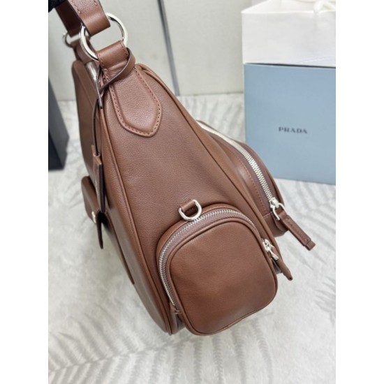 AAAAA Replica Prada Medium Washed Crossbody Bag 1BC276 Brown Fake