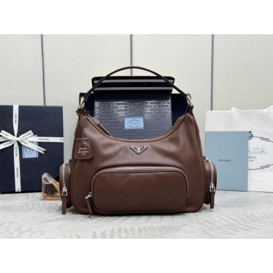AAAAA Replica Prada Medium Washed Crossbody Bag 1BC276 Brown Fake