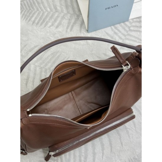 AAAAA Replica Prada Medium Washed Crossbody Bag 1BC276 Brown Fake