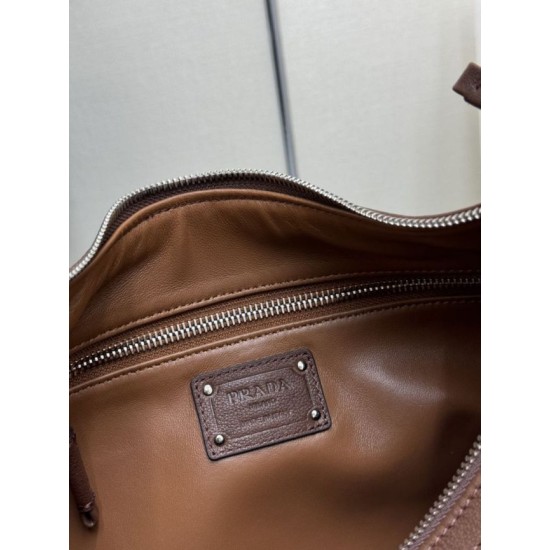 AAAAA Replica Prada Medium Washed Crossbody Bag 1BC276 Brown Fake