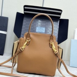AAAAA Replica Prada Carry Mini Tote Bag 1BA496 Brown Fake
