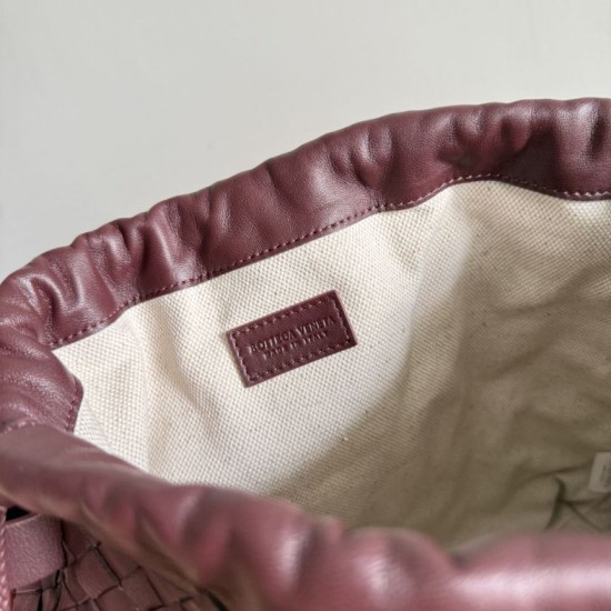 Premium Replica Bottega Veneta Intrecciato Drawstring Bags Burgundy Fake Clone AAAAA Replica Bottega Veneta Intrecciato Drawstring Bags Burgundy Fake