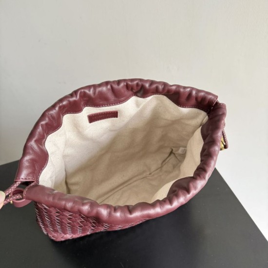 Premium Replica Bottega Veneta Intrecciato Drawstring Bags Burgundy Fake Clone AAAAA Replica Bottega Veneta Intrecciato Drawstring Bags Burgundy Fake
