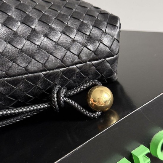 AAAAA Replica Bottega Veneta Intrecciato Drawstring Bags Black Fake