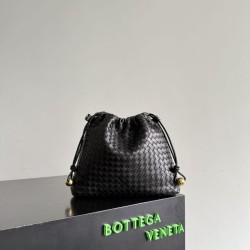 AAAAA Replica Bottega Veneta Intrecciato Drawstring Bags Black Fake