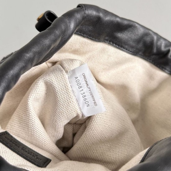 AAAAA Replica Bottega Veneta Intrecciato Drawstring Bags Black Fake