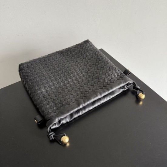 AAAAA Replica Bottega Veneta Intrecciato Drawstring Bags Black Fake