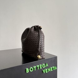 AAAAA Replica Bottega Veneta Intrecciato Drawstring Bags Coffee Fake