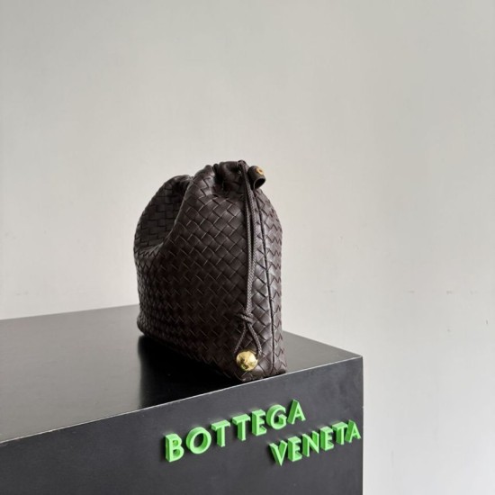 AAAAA Replica Bottega Veneta Intrecciato Drawstring Bags Coffee Fake