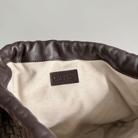 AAAAA Replica Bottega Veneta Intrecciato Drawstring Bags Coffee Fake