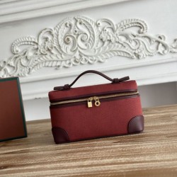 AAAAA Replica Loro Piana Extra Pocket Bum Bag L19 with Top Handle Burgundy Fake