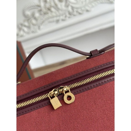 AAAAA Replica Loro Piana Extra Pocket Bum Bag L19 with Top Handle Burgundy Fake