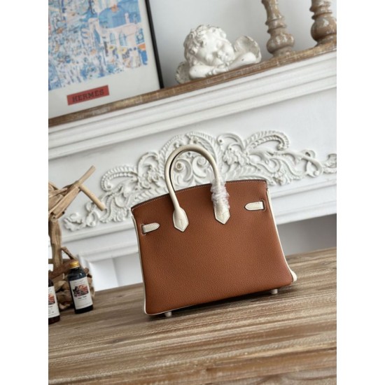 Premium Replica Hermès Birkin Bag 25cm/30cm Two-Tone Togo Brown/White Fake Clone AAAAA Replica Hermès Birkin Bag 25cm/30cm Two-Tone Togo Brown/White Fake