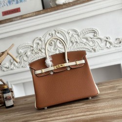 AAAAA Replica Hermès Birkin Bag 25cm/30cm Two-Tone Togo Brown/White Fake