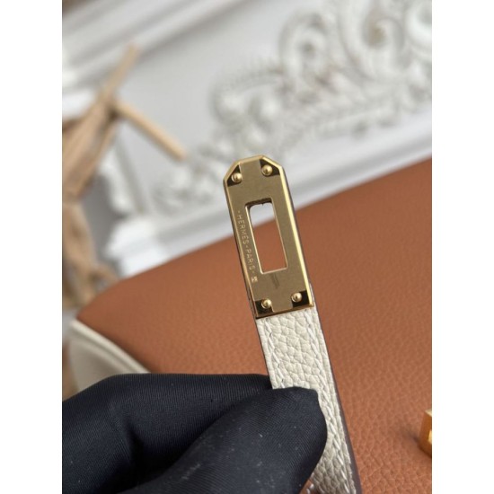 Premium Replica Hermès Birkin Bag 25cm/30cm Two-Tone Togo Brown/White Fake Clone AAAAA Replica Hermès Birkin Bag 25cm/30cm Two-Tone Togo Brown/White Fake