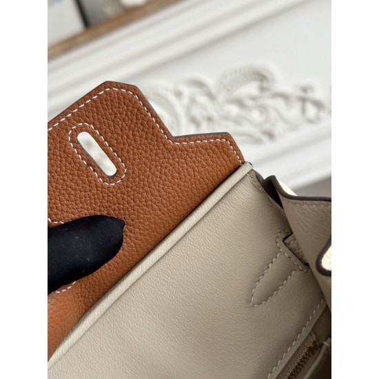 Premium Replica Hermès Birkin Bag 25cm/30cm Two-Tone Togo Brown/White Fake Clone AAAAA Replica Hermès Birkin Bag 25cm/30cm Two-Tone Togo Brown/White Fake
